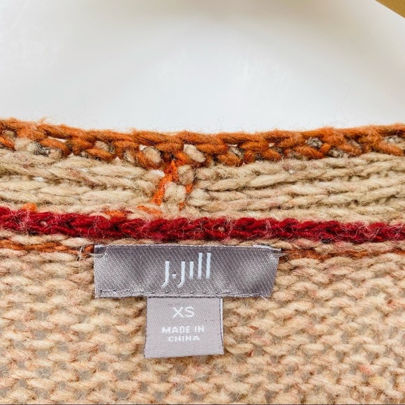 J. Jill Red Orange Ombre One Button Wool Blend Sweater Cardigan XS - Picture 3 of 7